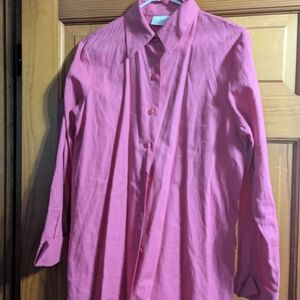 Women's Pink 3/4 sleeve Button-Down Shirt